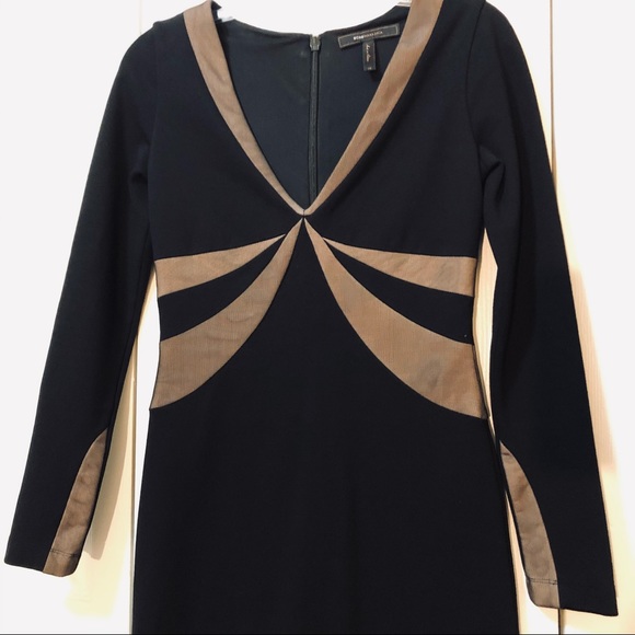 BCBG MaxAzria Black LS Pencil Dress w/Mesh Insets - Picture 2 of 7